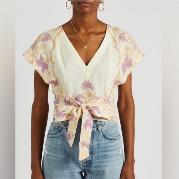 Free people Arielle Printed crop top in cream size xs - Picture 4 of 9